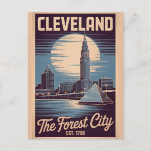 Postal Viaje Retro Vintage Cleveland Ohio Forest City