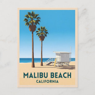 Postal Viaje retro vintage Costa de Malibu