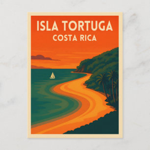 Postal Viaje Retro Vintage Costa Rica Isla Tortuga