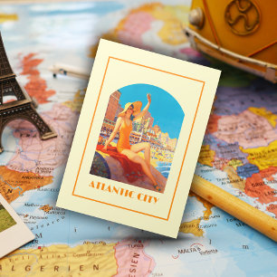 Postal Viaje retro vintage de la Atlantic City de los año