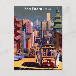 Postal Viaje retro vintage del tranvía de San Francisco