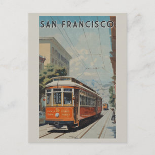 Postal Viaje retro vintage del tranvía de San Francisco