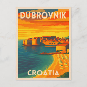 Postal Viaje retro vintage Dubrovnik Casco antiguo de Cro
