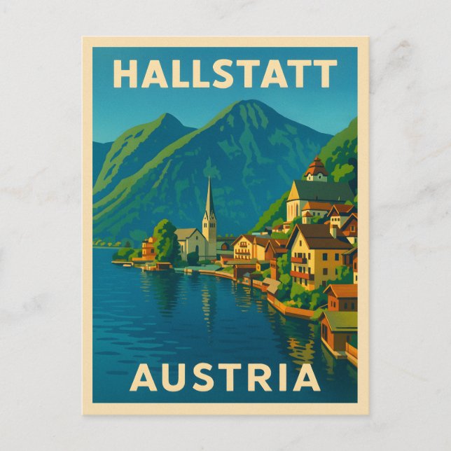 Postal Viaje retro vintage Hallstatt Austria Scenic (Anverso)