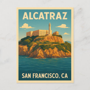 Postal Viaje retro vintage Isla Alcatraz San Francisco