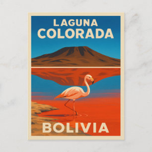 Postal Viaje retro vintage Laguna Colorada Bolivia