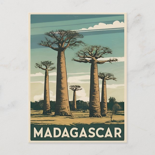 Postal Viaje retro vintage Madagascar Baobab Tree (Anverso)