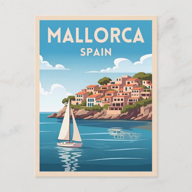 Postal Viaje Retro Vintage Mallorca Mar España (Anverso)