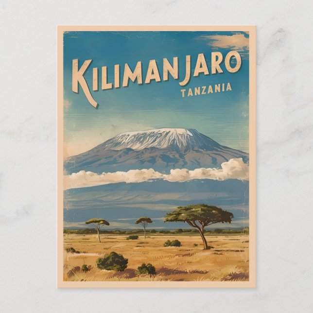 Postal Viaje retro vintage Monte Kilimanjaro África (Anverso)
