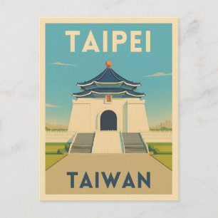 Postal Viaje retro vintage Monumento a Taipei Taiwán