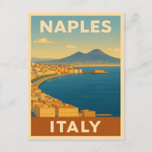 Postal Viaje retro vintage Nápoles Italia Escenario Costa