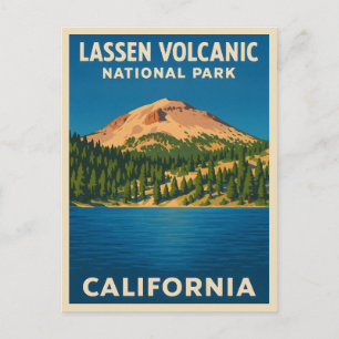 Postal Viaje retro vintage Parque nacional volcánico Lass