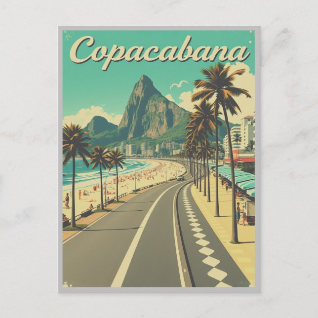 Postal Viaje Retro Vintage - Playa Copacabana (Anverso)