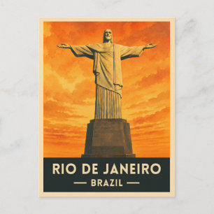 Postal Viaje Retro Vintage Río de Janeiro Brasil Atardece