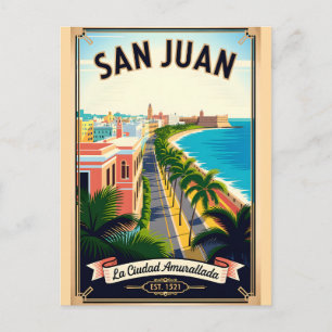 Postal Viaje Retro Vintage San Juan Puerto Rico