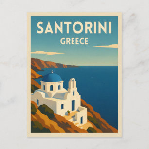Postal Viaje Retro Vintage Santorini Grecia Mar
