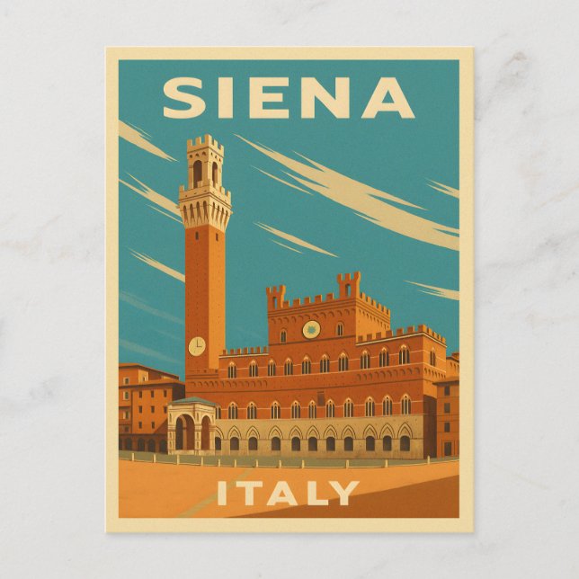 Postal Viaje retro vintage Siena Italia Escenario (Anverso)