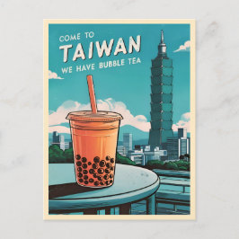 Postal Viaje retro vintage Taipei 101 Taiwan Boba Tea