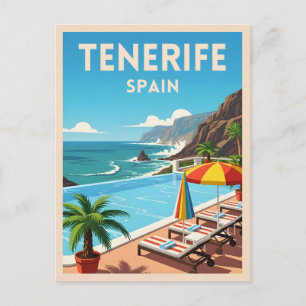 Postal Viaje retro vintage Tenerife España Costa costera