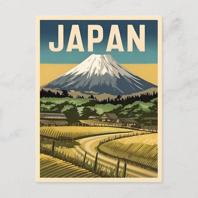 Postal Viaje retro vintage Viaje viejo paisaje japonés (Anverso)