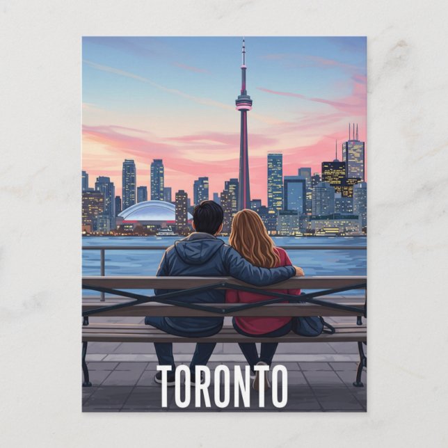 Postal Viaje romántico de Toronto Canadá (Anverso)