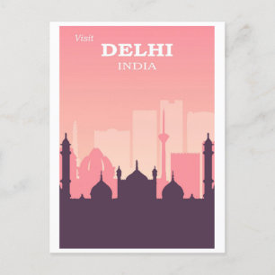 Postal Viaje rosa por el paisaje de la ciudad de Delhi