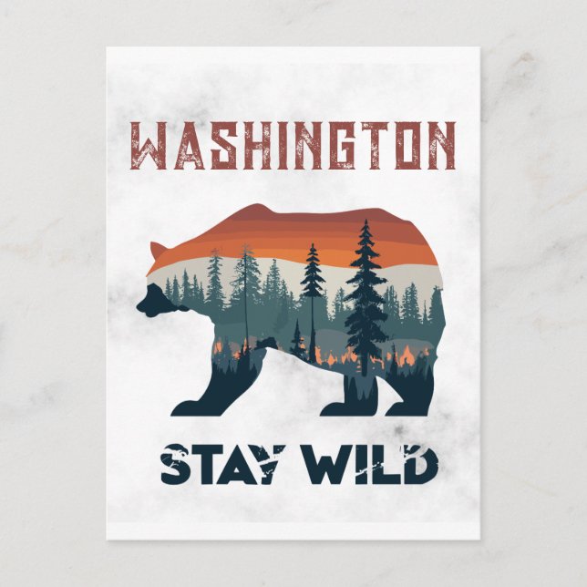 Postal Viaje salvaje para la Vieja Washington Bear Stay W (Anverso)