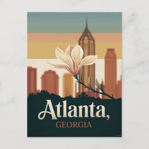 Postal Viaje Simbólico de la Flor del Algodón de Atlanta