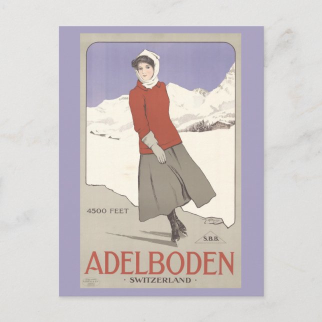 Postal Viaje suizo en invierno a Suiza Viaje en invierno (Anverso)