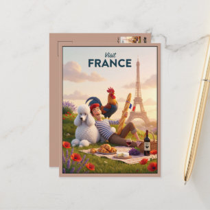 Postal Viaje Temático de Caniche Francés Francia