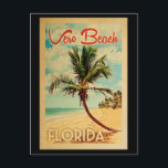 Postal Viaje Vero Beach Florida Palm Tree Beach Vintage<br><div class="desc">Vero Beach Florida diseño en estilo Viaje Vintage con una palmera en la playa con océano y cielo.</div>