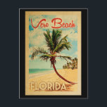 Postal Viaje Vero Beach Florida Palm Tree Beach Vintage<br><div class="desc">Vero Beach Florida diseño en estilo Viaje Vintage con una palmera en la playa con océano y cielo.</div>