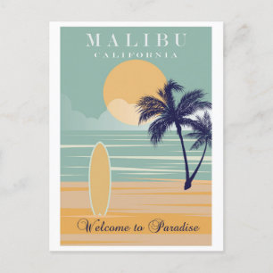 Postal Viaje vintage a la playa de Malibu California