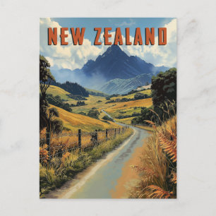Postal Viaje Vintage a Nueva Zelanda 