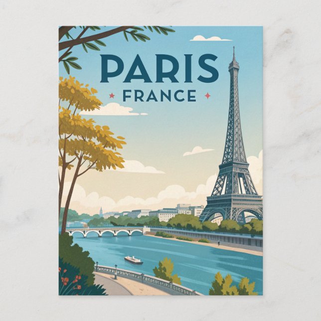 Postal Viaje Vintage a París (Anverso)
