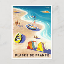 Viaje vintage a playas francesas Postcard