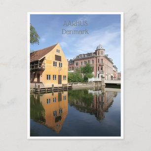Postal Viaje vintage Aarhus Ciudad Dinamarca Casas
