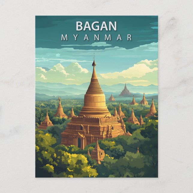 Postal Viaje Vintage Bagan Myanmar (Anverso)