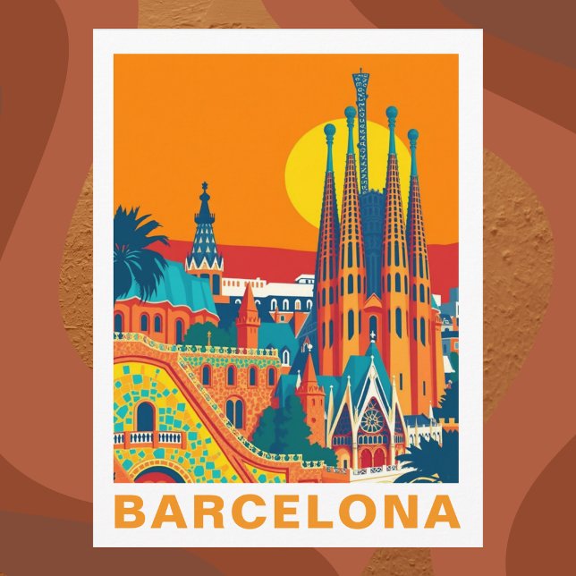 Postal Viaje Vintage Barcelona España (Vintage Barcelona Spain Travel Postcard
)