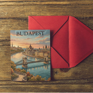 Postal Viaje vintage Budapest río Danubio