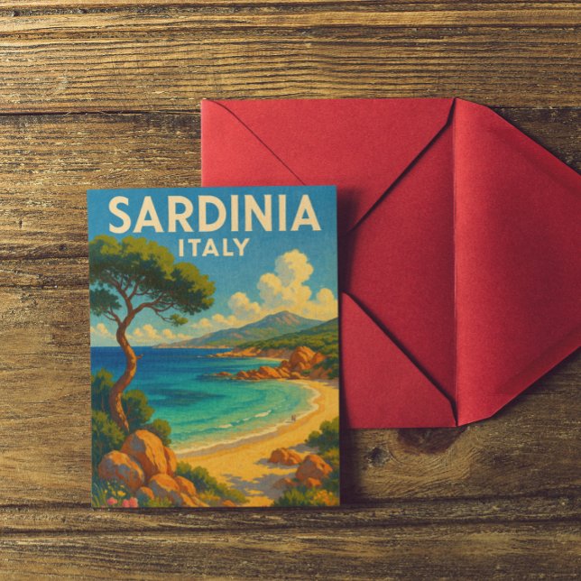 Postal Viaje Vintage Cerdeña Italia (retro sardinia italy travel artwork)