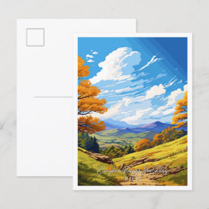 Postal Viaje vintage de Clwydian Range Dee Valley Wales