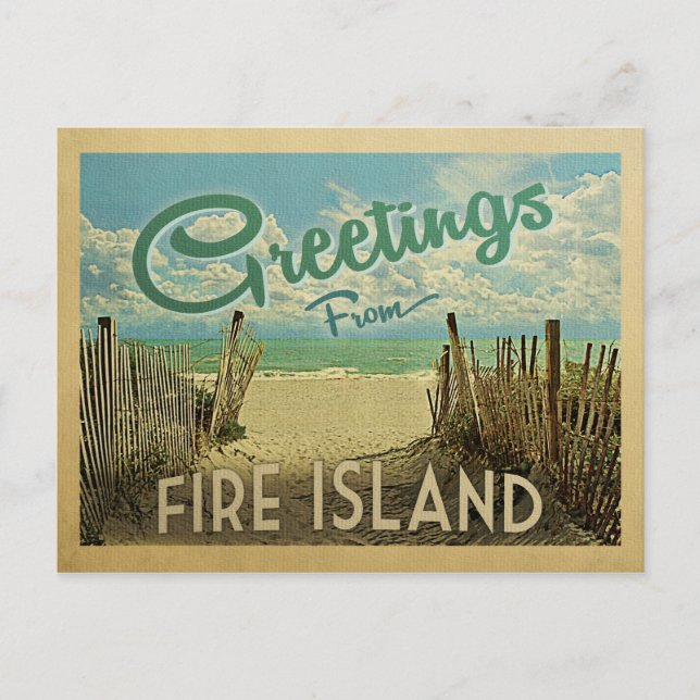 Postal Viaje Vintage de Fire Island Beach (Anverso)