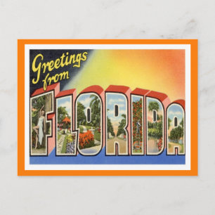 Postal Viaje Vintage de los saludos de Florida