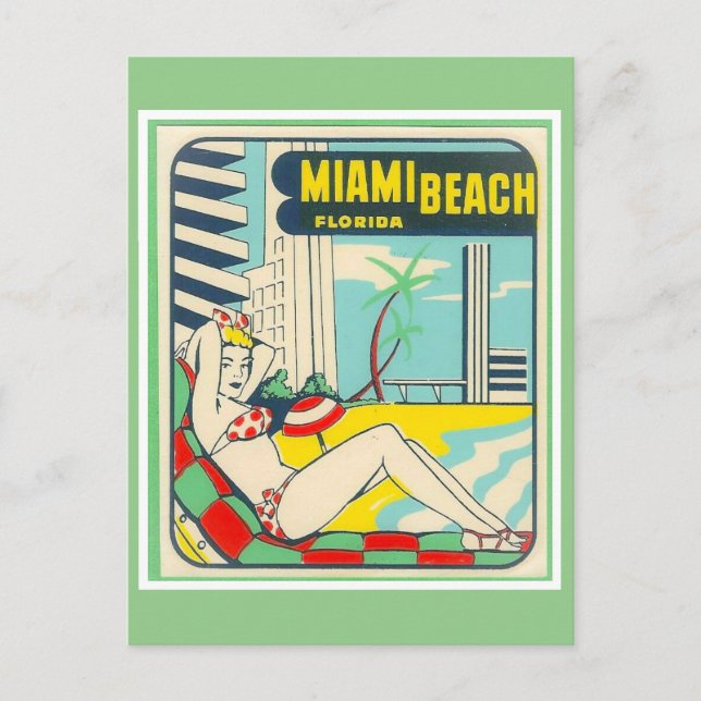 Postal Viaje vintage de Miami Beach Florida (Anverso)