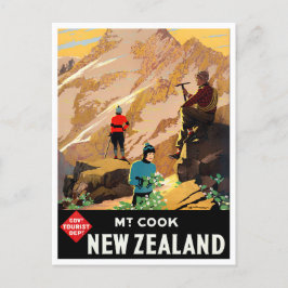 Postal Viaje vintage de Mount Cook en Nueva Zelanda