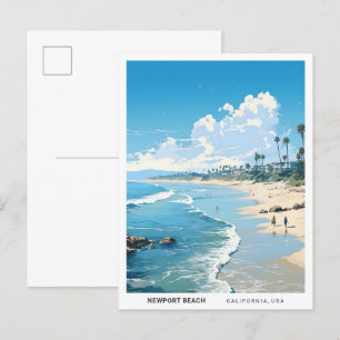 Postal Viaje Vintage de Newport Beach California USA