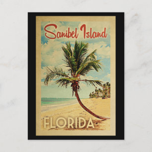 Postal Viaje Vintage de Palm Tree Island Sanibel