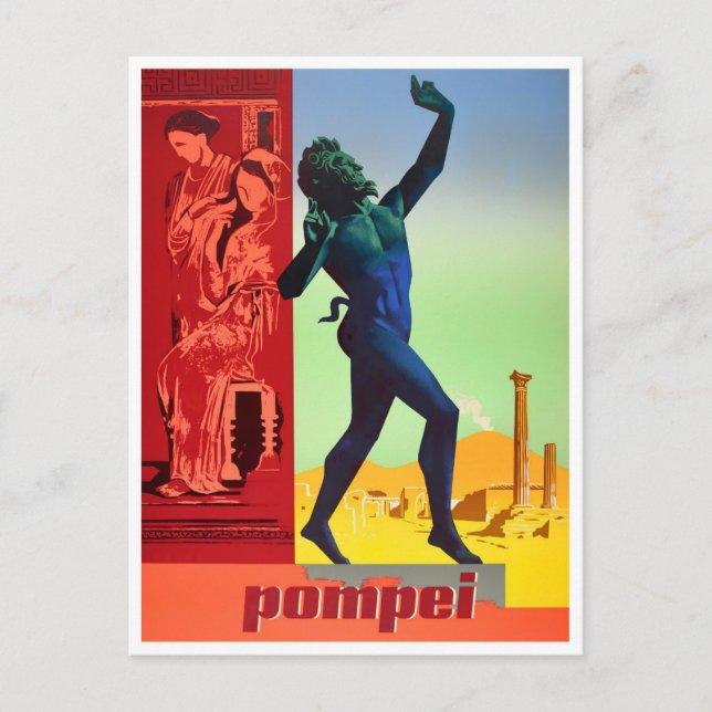 Postal Viaje vintage de Pompei Italia (Anverso)
