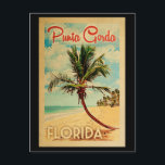 Postal Viaje Vintage de Punta Gorda Florida Palm Tree Bea<br><div class="desc">El Punta Gorda Florida presenta un diseño de estilo Viaje Vintage con una palmera en la playa con océano y cielo.</div>